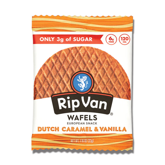 Rip Van Wafels Dutch Caramel & Vanilla Stroopwafels - Healthy Snacks - 12 Count