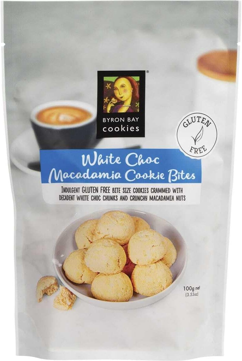 Byron Bay Cookies White Choc Macadamia Cookie Bites 6 x 100g