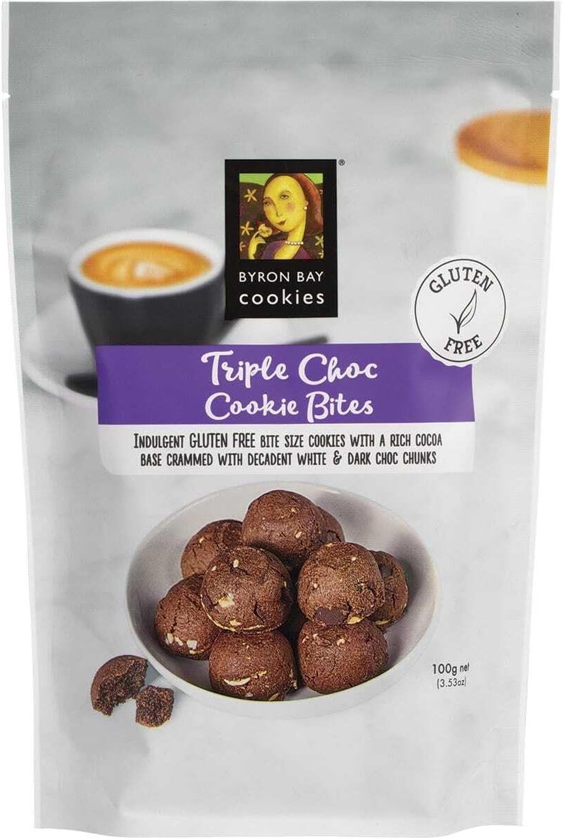 Byron Bay Cookies Triple Choc Cookie Cookies Bites 6 Pack x 100g