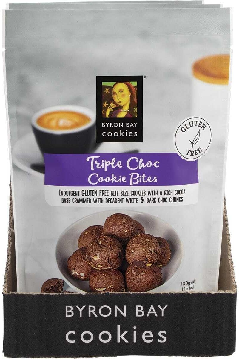 Byron Bay Cookies Triple Choc Cookie Cookies Bites 6 Pack x 100g