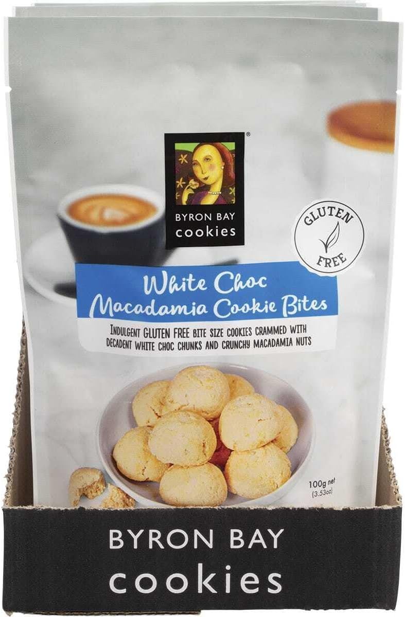 Byron Bay Cookies White Choc Macadamia Cookie Bites 6 x 100g