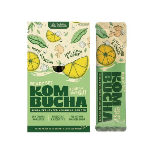 Evolution Botanicals Ready Set Kombucha Zesty Lemon & Ginger Sachets 10pk