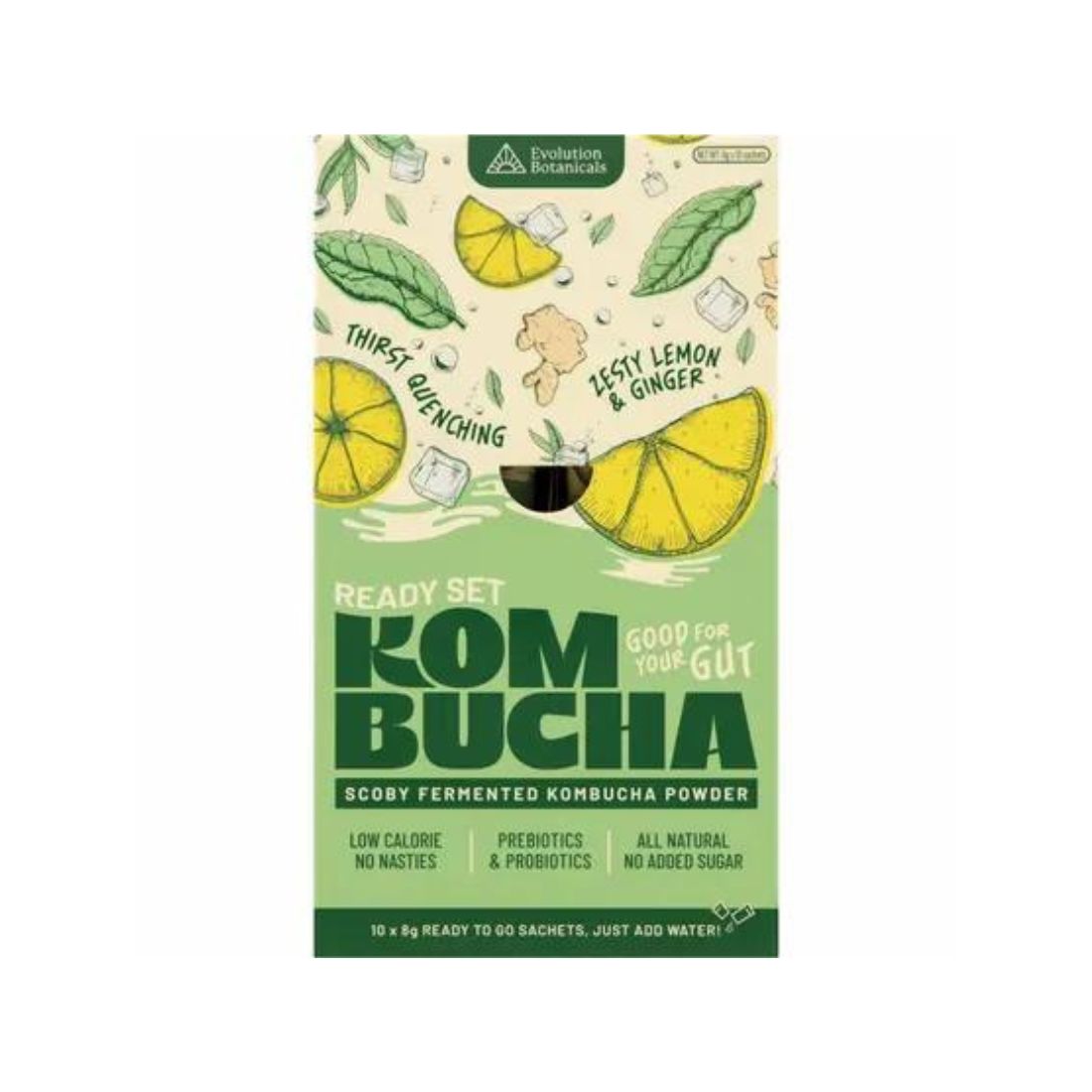 Evolution Botanicals Ready Set Kombucha Zesty Lemon & Ginger Sachets 10pk