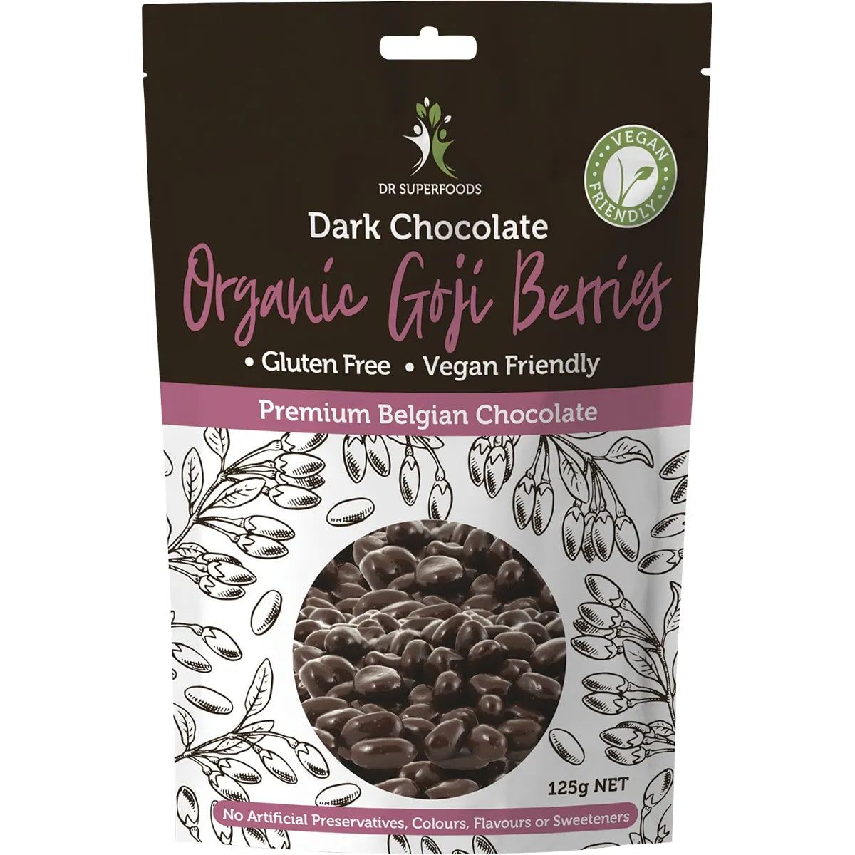 DR SUPERFOODS Goji Berries Organic Dark Chocolate 125g