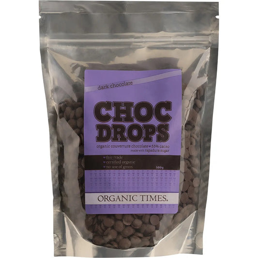 ORGANIC TIMES Choc Drops Dark Couverture Drops 500g