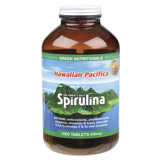 GREEN NUTRITIONALS Hawaiian Pacifica Spirulina Tablets 500mg 1000 Tabs