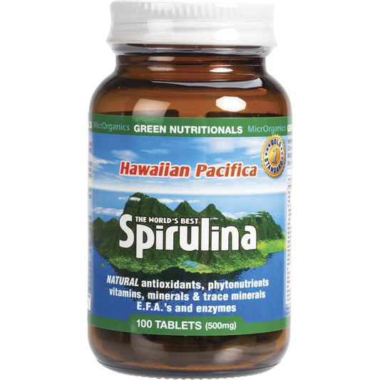 GREEN NUTRITIONALS Hawaiian Pacifica Spirulina Tablets 500mg 100 Tabs