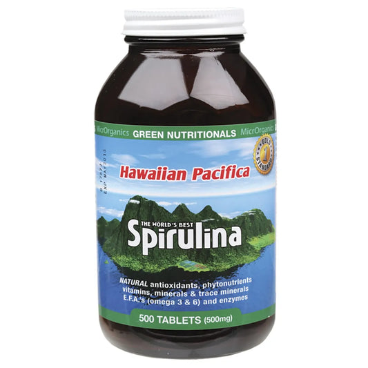 GREEN NUTRITIONALS Hawaiian Pacifica Spirulina Tablets 500mg 500 Tabs