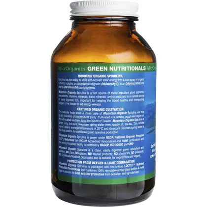 GREEN NUTRITIONALS Mountain Organic Spirulina Tablets 500mg 500 Tabs