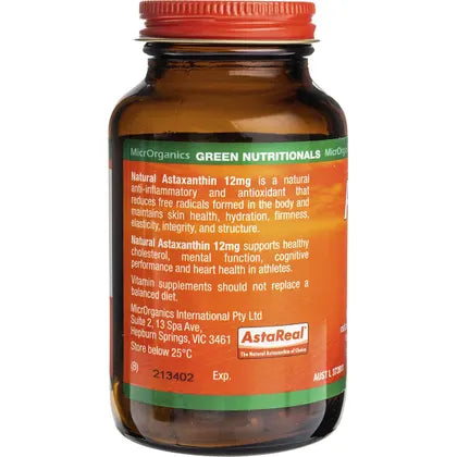 GREEN NUTRITIONALS Natural Astaxanthin Vegan Capsules 12mg 60 Caps