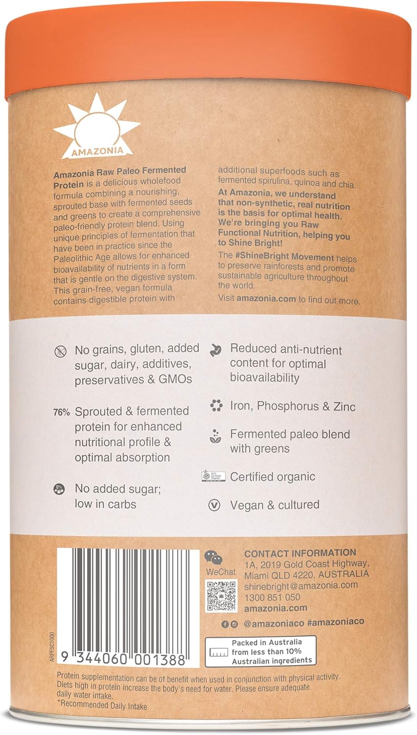 Amazonia Raw Coconut Paleo Fermented Protein Salted Caramel Coconut, 1 kg