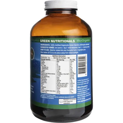 GREEN NUTRITIONALS Mountain Organic Spirulina Powder 500g