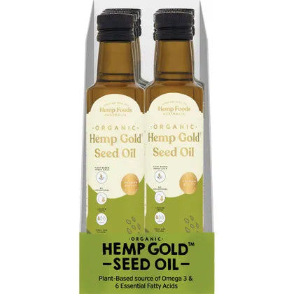 HEMP FOODS AUSTRALIA Organic Hemp Gold Seed Oil Contains Omega 3, 6 & 9 6x250ml