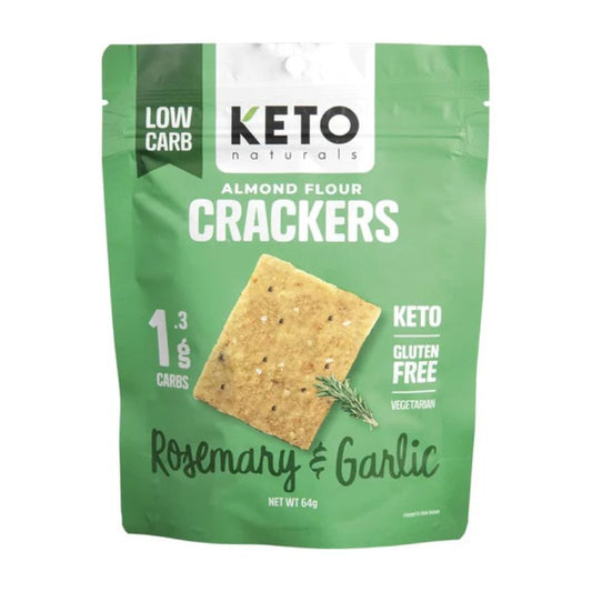 KETO NATURALS Almond Flour Crackers Rosemary & Garlic 8x64g