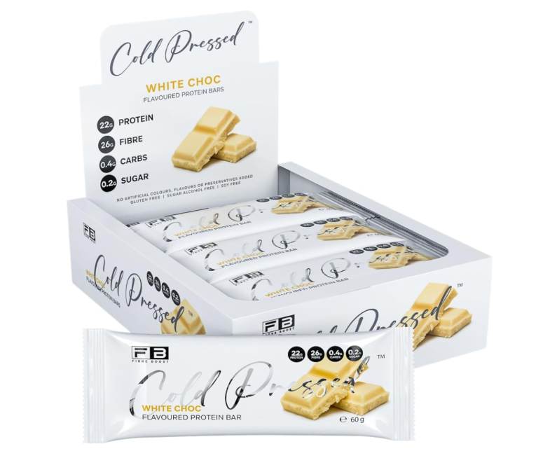 Fibre Boost Cold Pressed White Choc flavoured Protein Bar