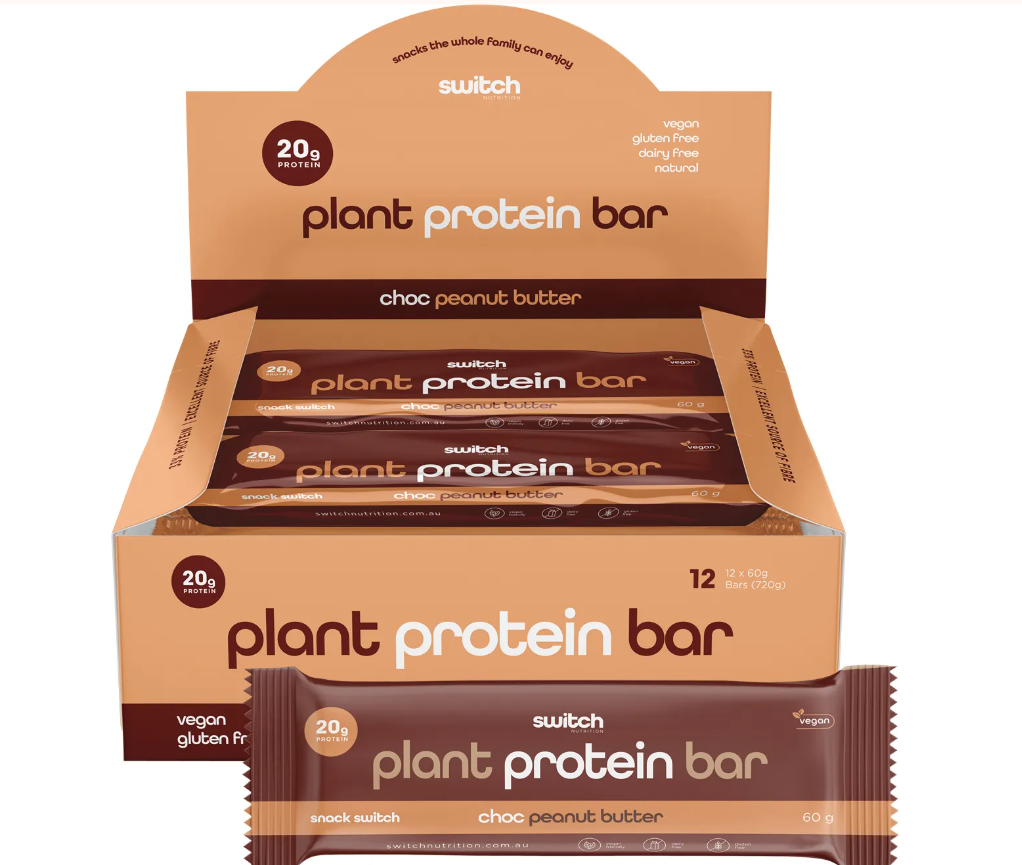 Switch Nutrition Plant Protein Bar Choc Peanut Butter 12x60g