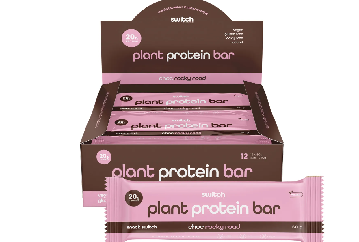 Switch Nutrition Plant Protein Bar Choc Rocky Road 12x60g