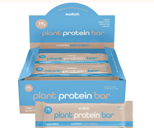 Switch Nutrition Plant Protein Bar Cookies and Cream 12x60g