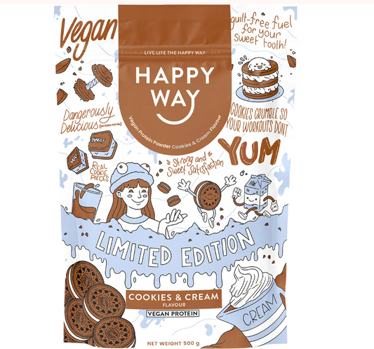 Happy Way Vegan Protein Powder Cookies & Cream 500g