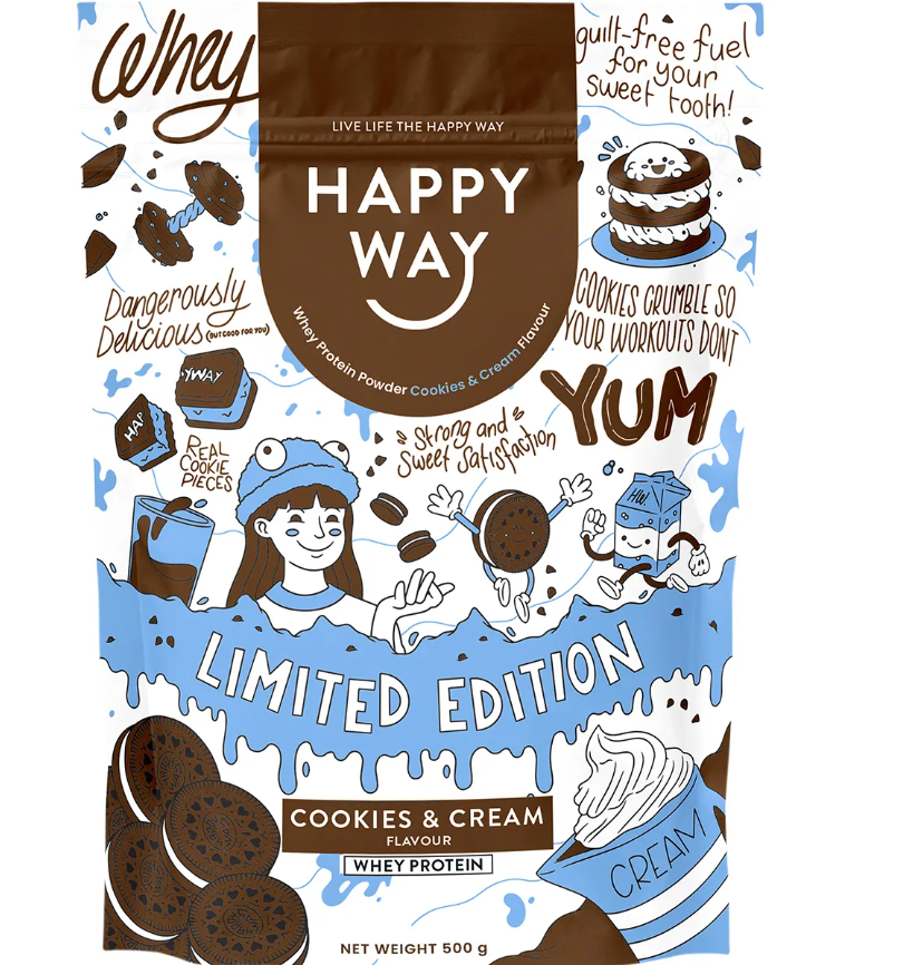 Happy Way Whey Protein Powder Cookies & Cream 500g