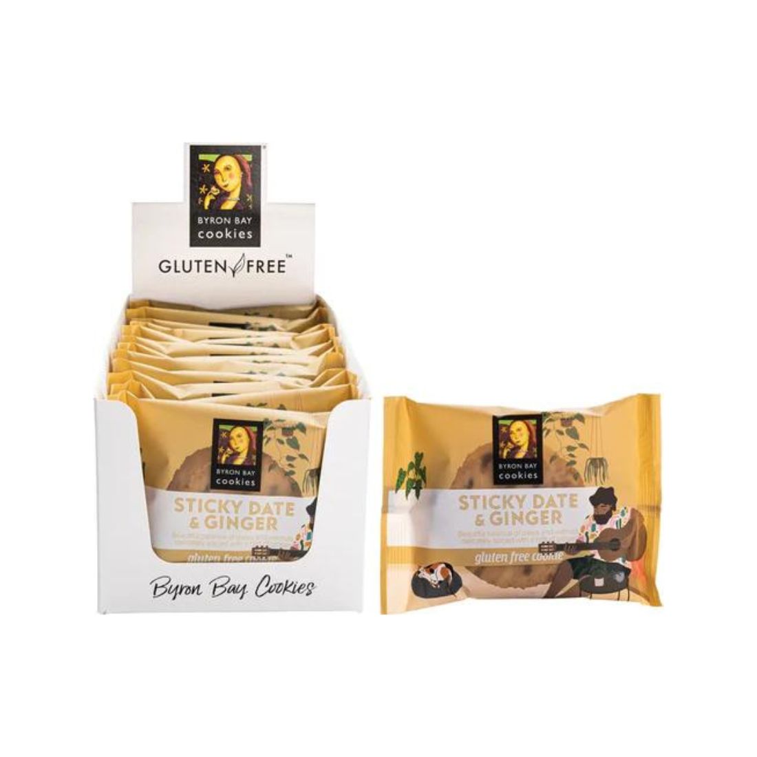 Byron Bay Cookies Gluten Free Cookies Sticky Date & Ginger 12x60g