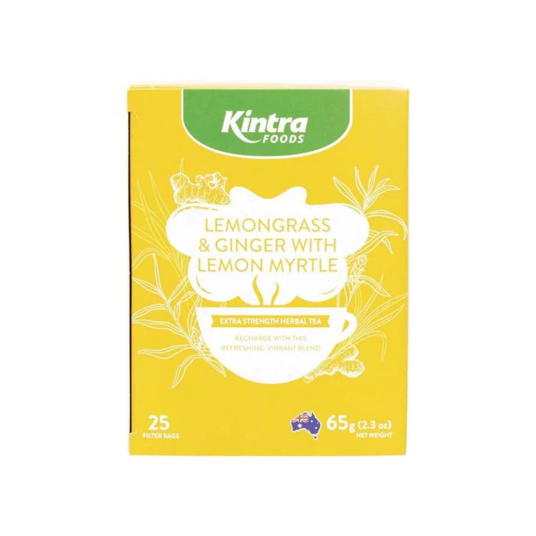 KINTRA FOODS Herbal Tea Bags Lemongrass & Ginger with Lemon Myrtle 25pk