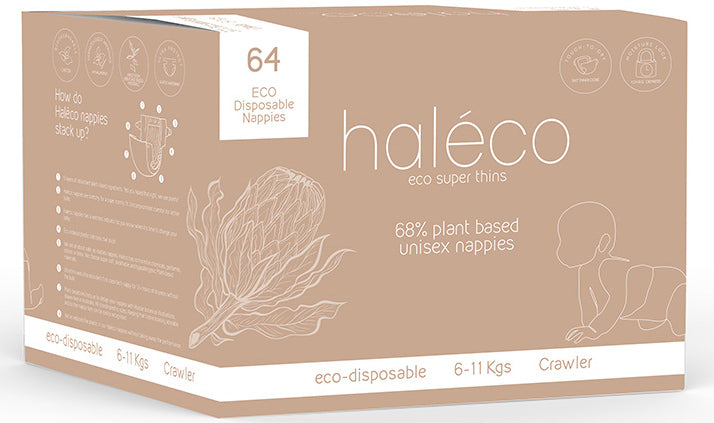 Haleco Crawler Nappies (6-11kg) 64 Pk