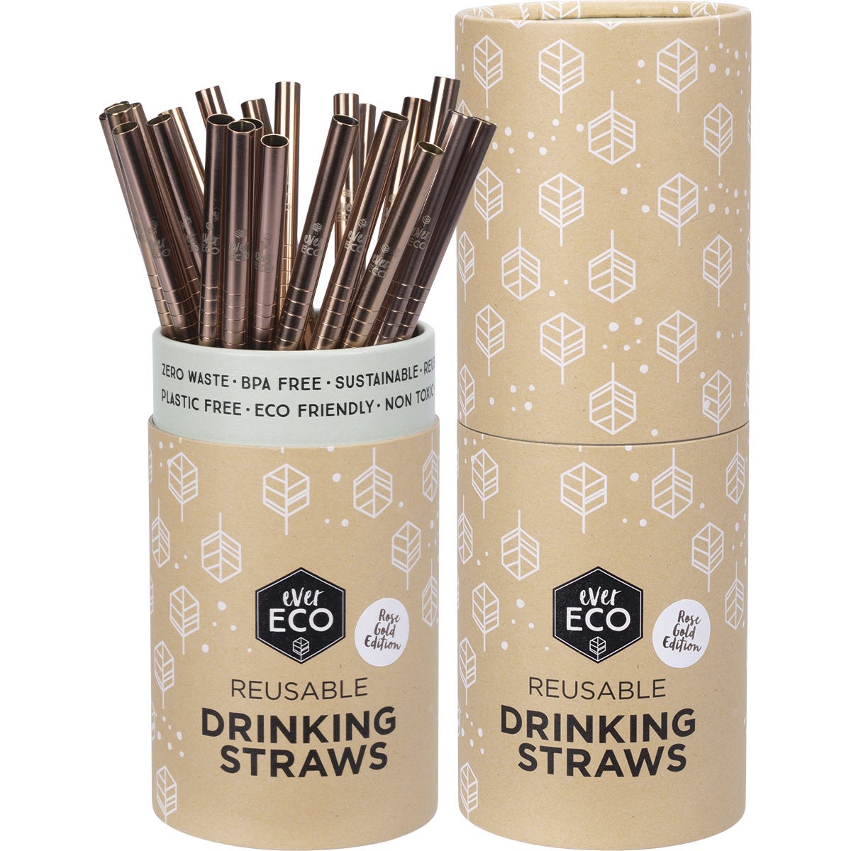 Stainless Steel Straws Straight Rose Gold Counter Display