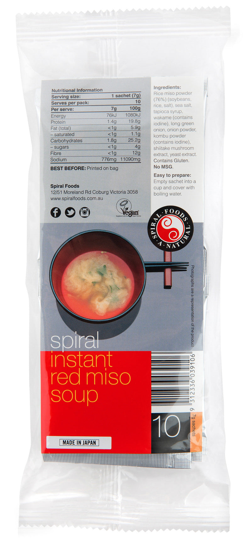 Spiral Miso Soup Red  Instant 10pk 70g